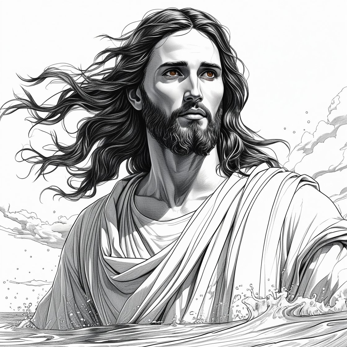 jesus walks on water coloring page - Variation 1